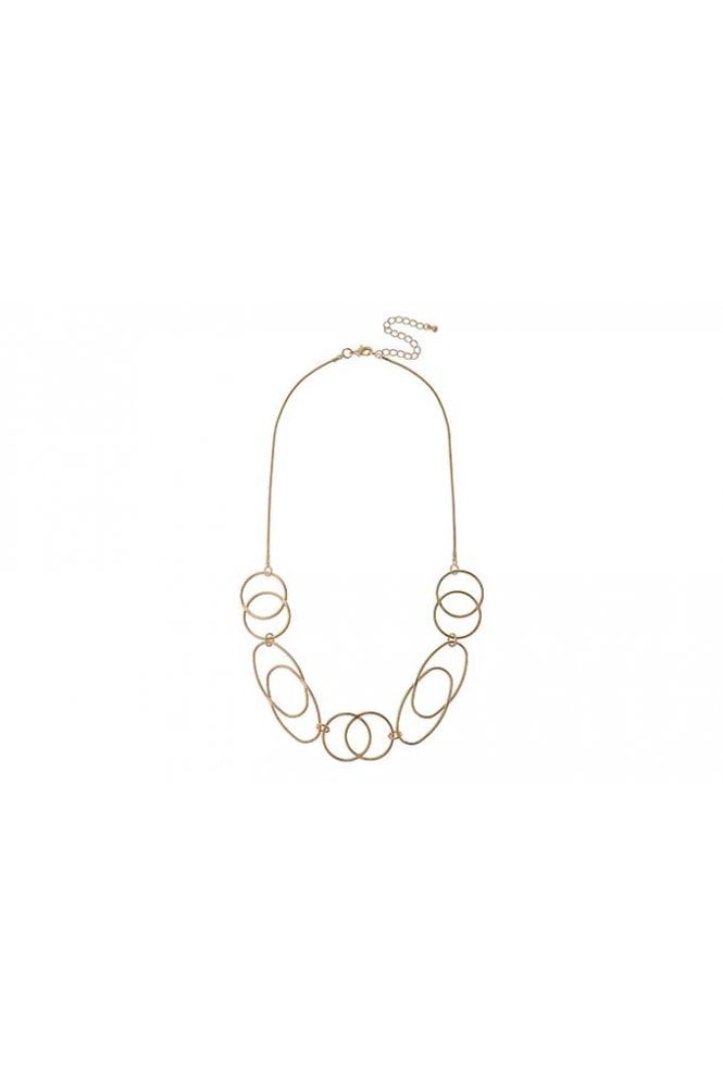 Majique London Snake Chain Necklace with Oval and Circle Link Details