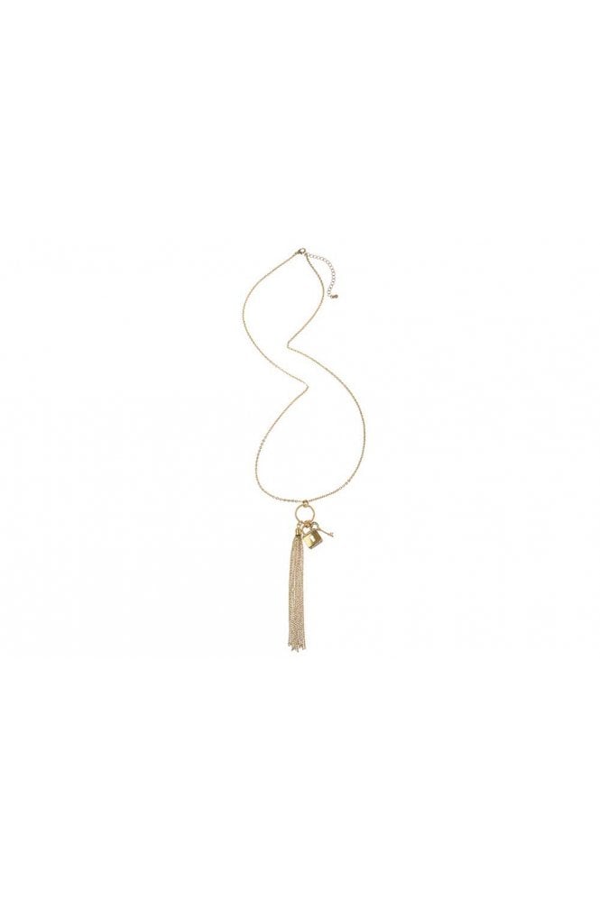 Majique London Tassel & Key Charm Long Necklace