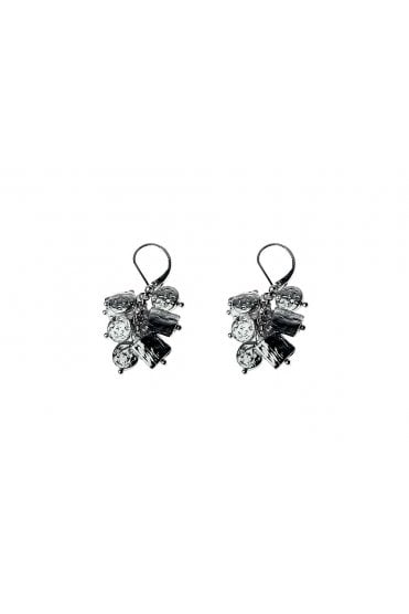 Textured Silver Square & Disc Drop Earrings