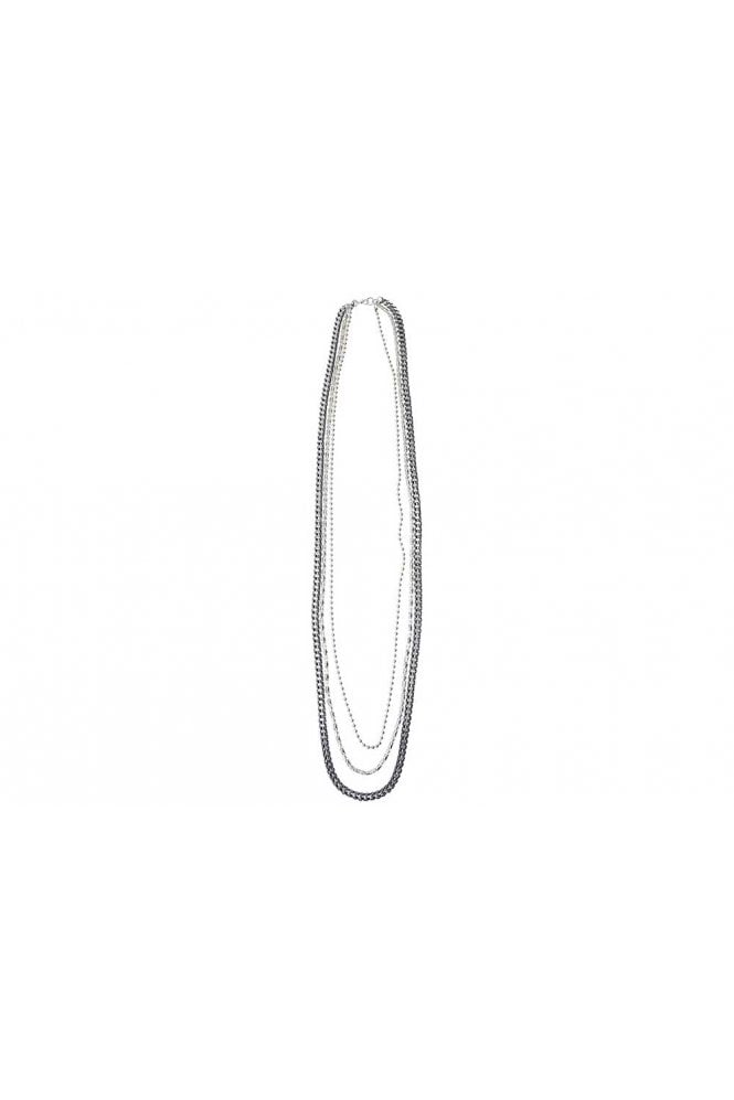 Majique London Triple Layer Urban Silver Necklace