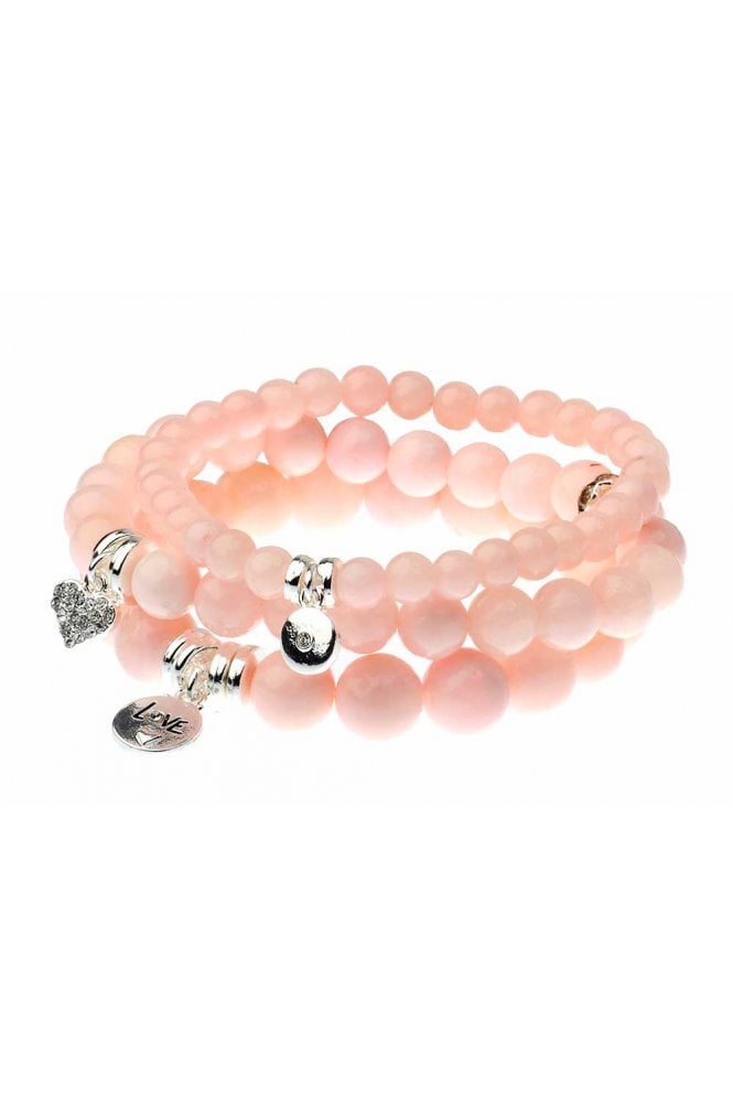 Majique London Triple Pink Charm Stack Bracelets