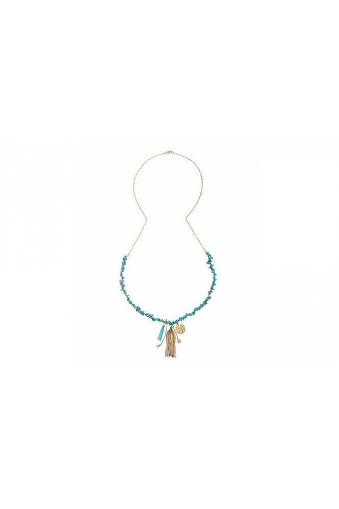 Majique London Turquoise Tassel Cascade Necklace