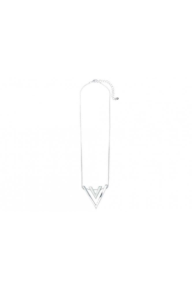 Majique London Twin V Silver Necklace