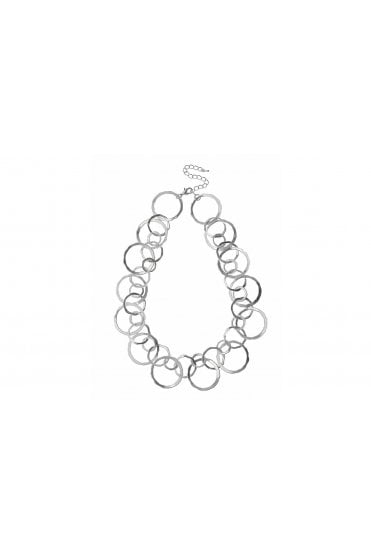 Vintage-Inspired Worn Silver Circle Link Necklace