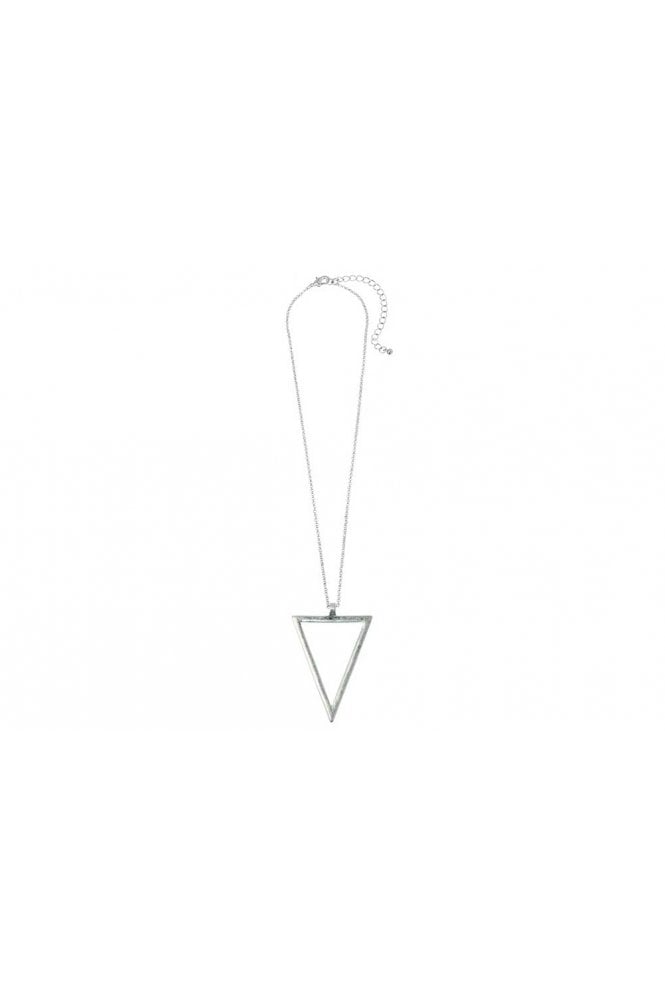 Majique London Worn Silver Chain Necklace with Geometric Triangle Pendant