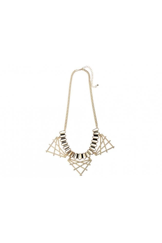 Majique London Matte Gold Chain Necklace With Triangular Pendant Trio