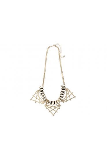 Matte Gold Chain Necklace With Triangular Pendant Trio