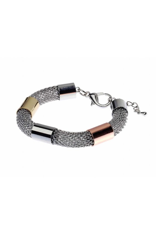Majique London Mesh Bracelet with Tri Tone Rings