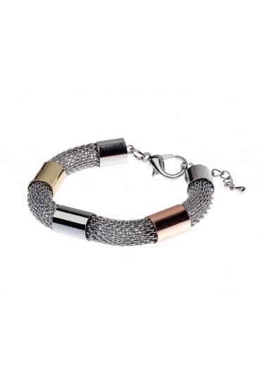 Mesh Bracelet with Tri Tone Rings