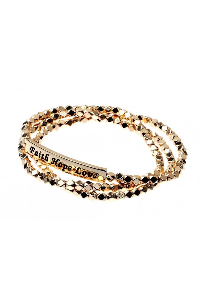 Majique London Faith Hope Love Nugget Bead Bracelet