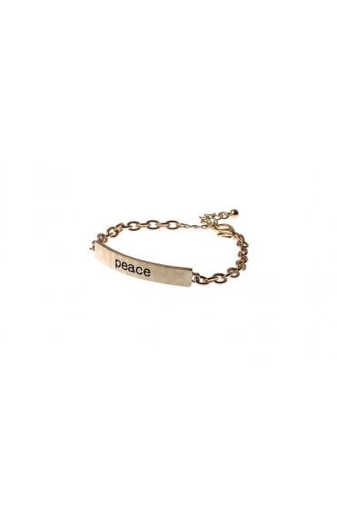 Peace Hammered Bar Link Bracelet