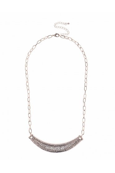 Modern Fusion Radiance Link Chain Necklace With Crystal Smiley Pendant