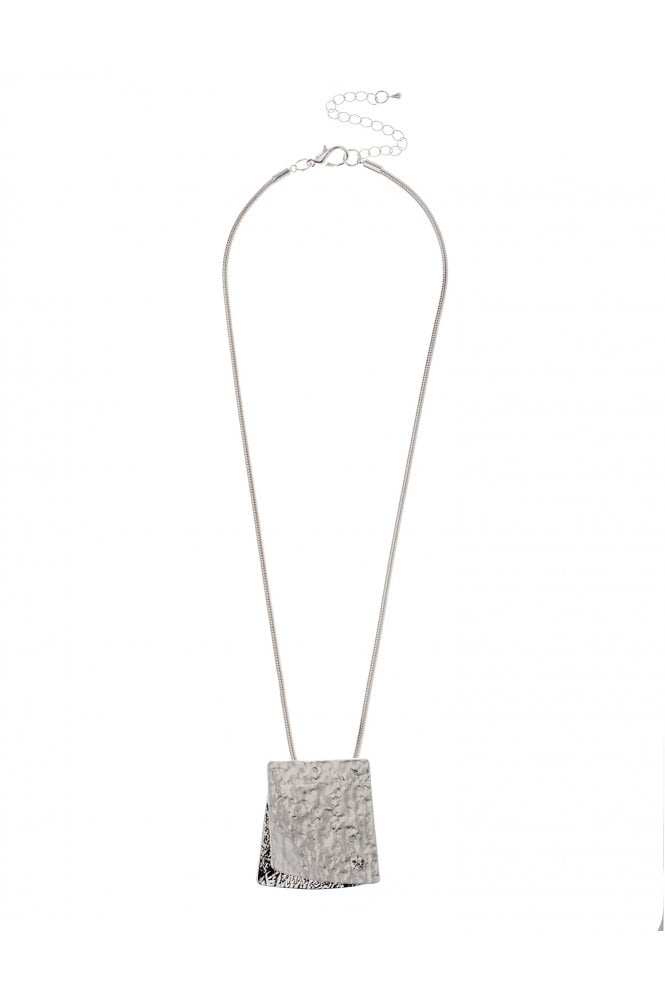 Majique London Modern Silver Serpent Chain Necklace With Duo Tone Square Pendant