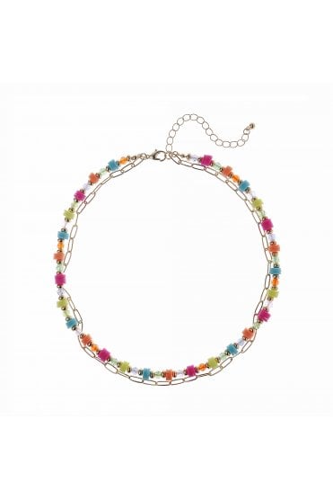 Monochrome Rubber Disc Statement Necklace