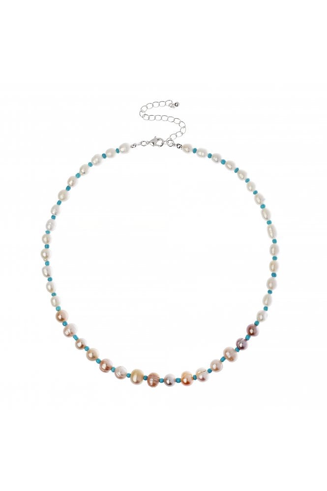 Majique London Oceanic Pearl & Turquoise Bead Necklace