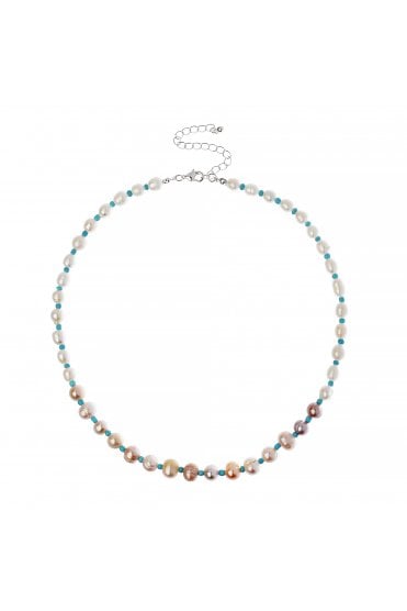 Oceanic Pearl & Turquoise Bead Necklace