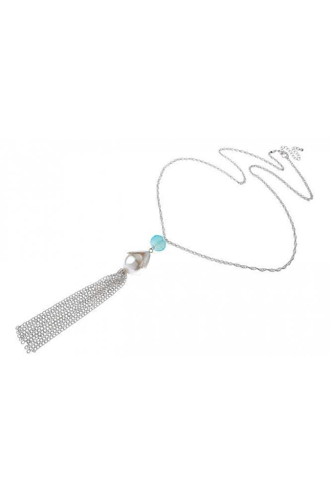 Majique London Pearl Cascade Long Necklace