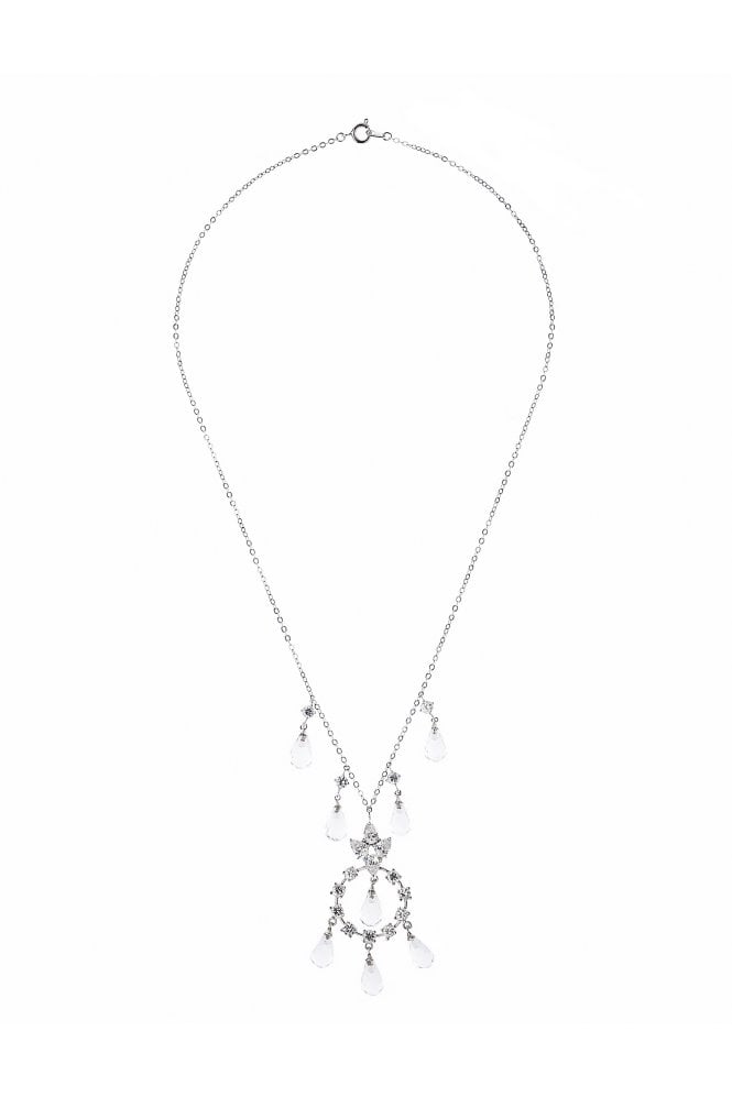 Majique London Radiant Cascade Brilliance Silver Chain Necklace with Cubic Zirconia Glamour