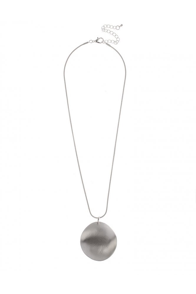 Majique London Radiant Silver Serpent Chain Necklace With Matte Circle Pendant