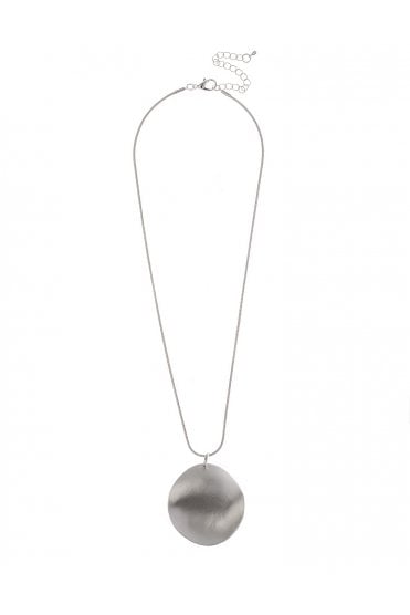 Radiant Silver Serpent Chain Necklace With Matte Circle Pendant