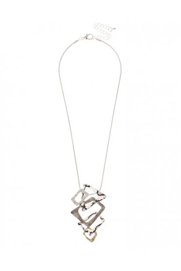 Radiant Silver Serpent Link Necklace With Multicolour Prism Pendant