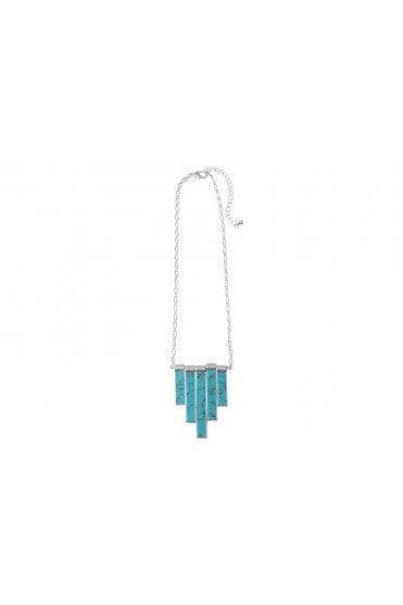 Retro Chic Turquoise Link Necklace With Rectangle Bar Drops