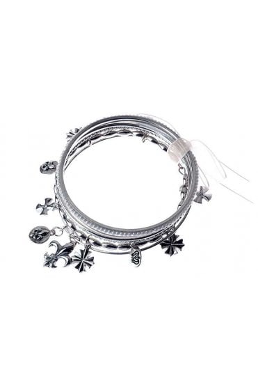 Rhodium Charm Stack Bracelet