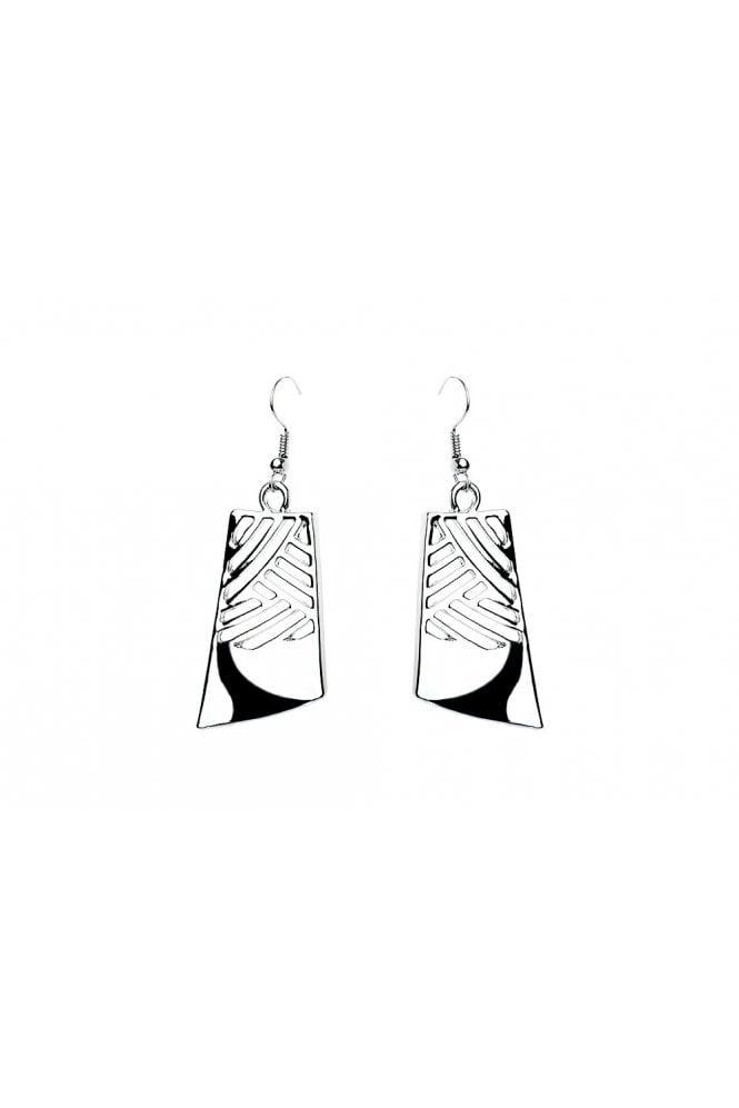 Majique London Rhodium Textured Bar Drop Earring