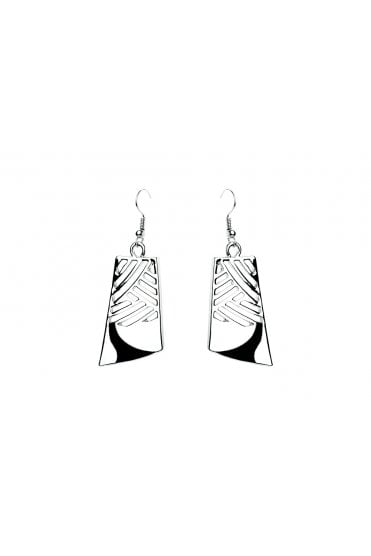 Rhodium Textured Bar Drop Earring