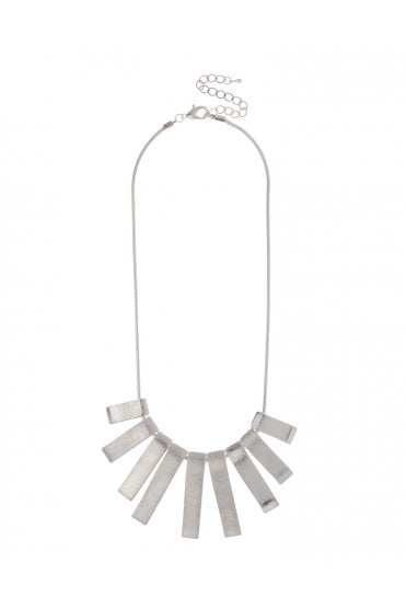 Scratched Silver Bar Statement Necklace