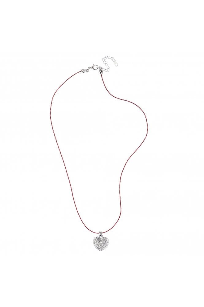 Majique London Sculpted Radiance Elegance Red S Chain Necklace With Crystal Heart Pendant