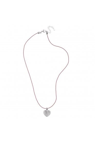 Sculpted Radiance Elegance Red S Chain Necklace With Crystal Heart Pendant