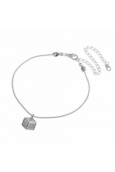 Sculpted Radiance Elegance S Chain Bracelet With Crystal Cube Pendant