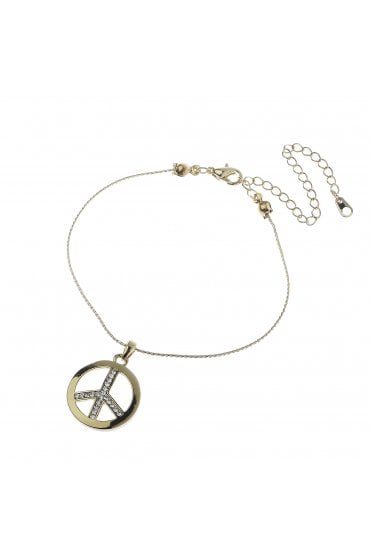 Sculpted Radiance Elegance S Chain Bracelet With Crystal Peace Pendant