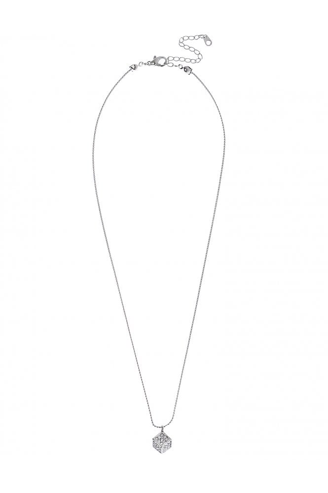 Majique London Sculpted Radiance Elegance S Chain Necklace With Crystal Cube Pendant