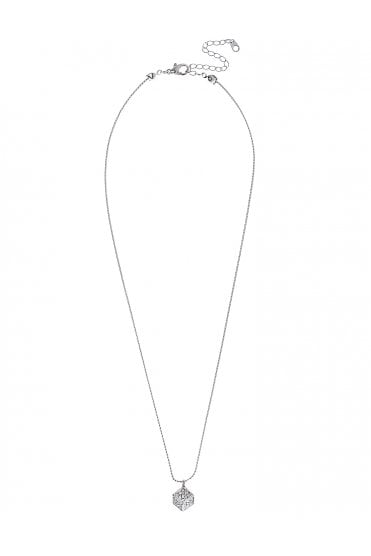 Sculpted Radiance Elegance S Chain Necklace With Crystal Cube Pendant