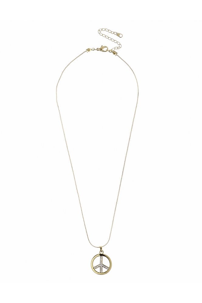 Majique London Sculpted Radiance Elegance S Chain Necklace With Crystal Peace Pendant