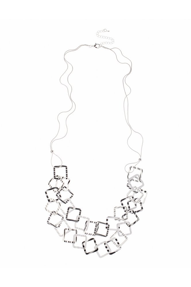 Majique London Seraphic Serpent Silver Necklace With Dual Square Layers