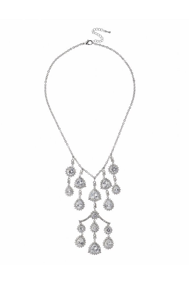 Majique London Silver Luminary Elegance Necklace with Grand Cubic Zirconia Chandelier