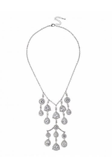 Silver Luminary Elegance Necklace with Grand Cubic Zirconia Chandelier