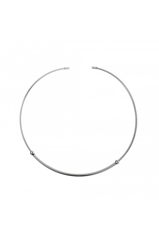 Majique London Sleek Arc Rhodium Necklace