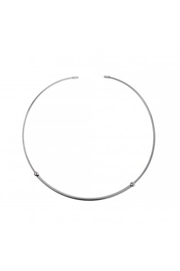 Sleek Arc Rhodium Necklace