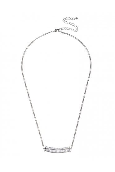 Sleek Fusion Link Necklace with Crystal Drop Pendant