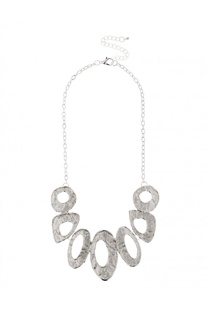 Majique London Sleek Silver Link Chain Necklace With Matte Silver Textured Ovals