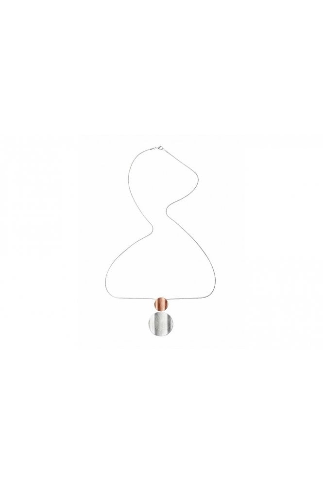 Majique London Sleek Silver Serpent Chain Necklace With Dual Textured Disc Pendants