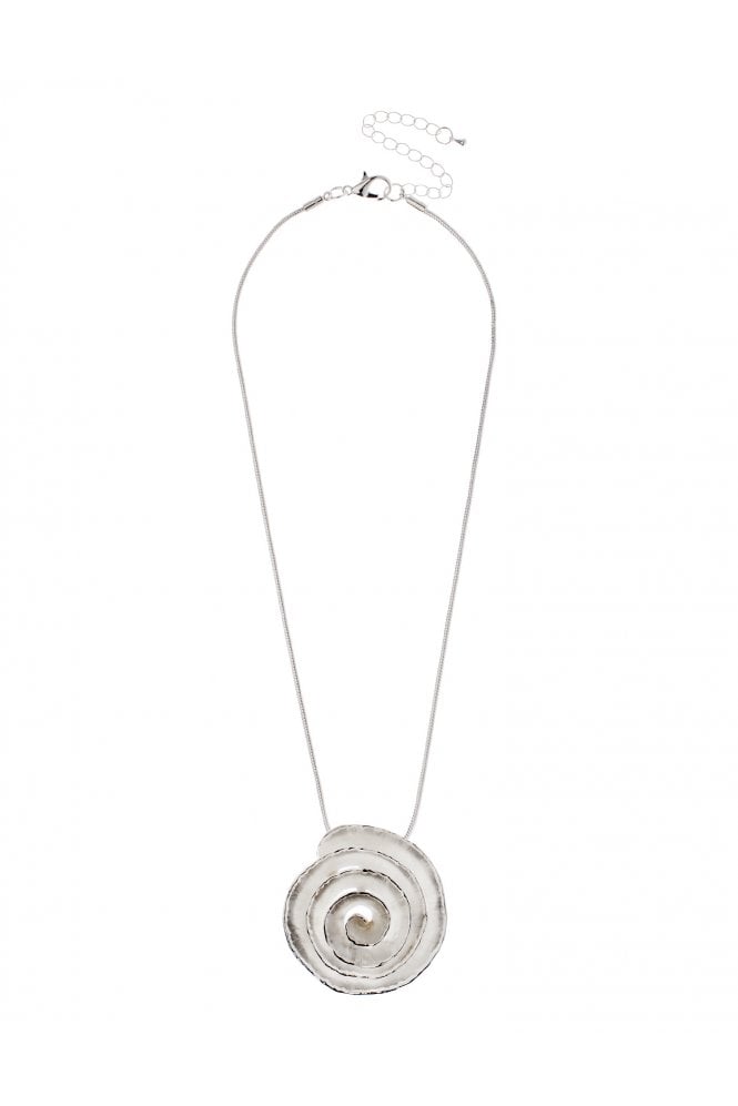 Majique London Sleek Silver Serpent Chain Necklace With Matte Silver Swirl Pendant