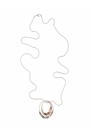 Sleek Silver Serpent Chain Necklace With Textured Oval Pendant
