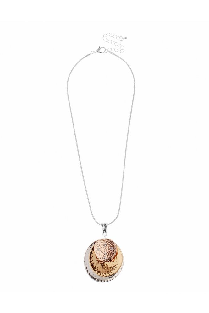 Majique London Sleek Silver Snake Chain Necklace With Triple Round Pendant