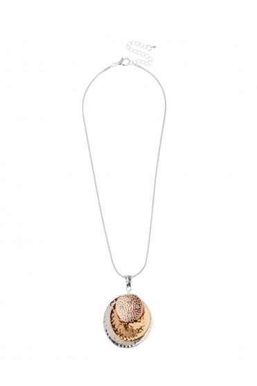 Sleek Silver Snake Chain Necklace With Triple Round Pendant