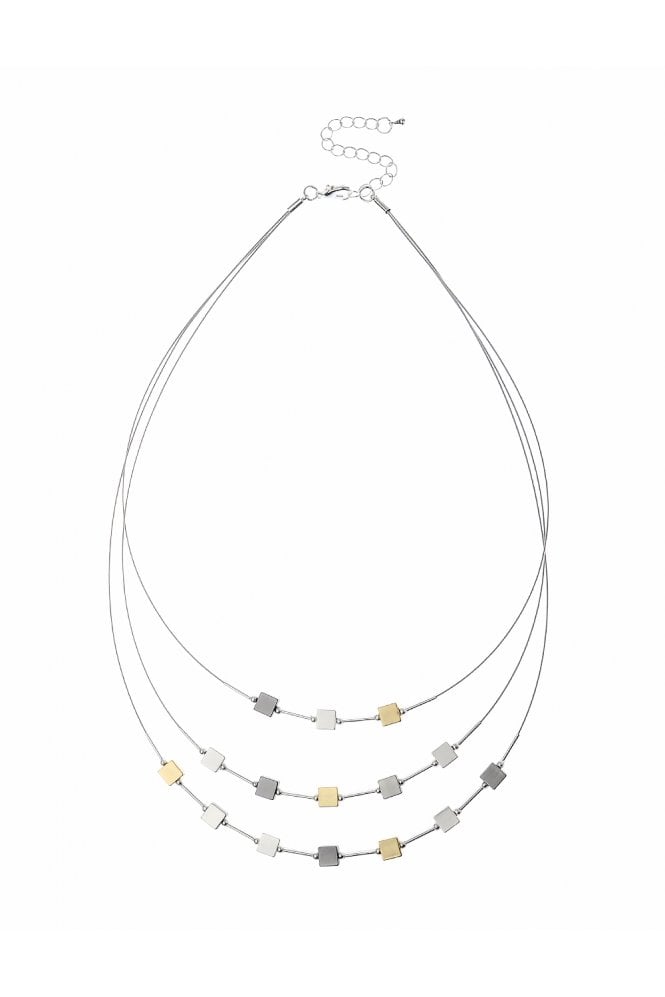 Majique London Square Chic Triple Strand Wire Necklace